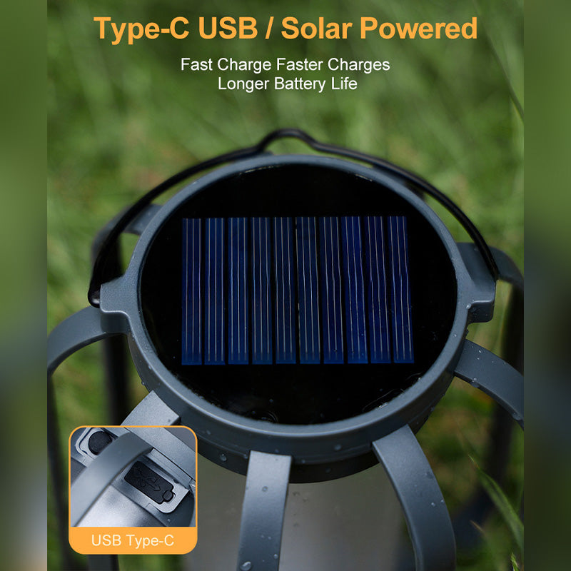 Solar Lantern Outdoor Light with 4 Modes - USB Recharge Backup, Powerbank Function, Collapsible & Lightweight for Camping ️