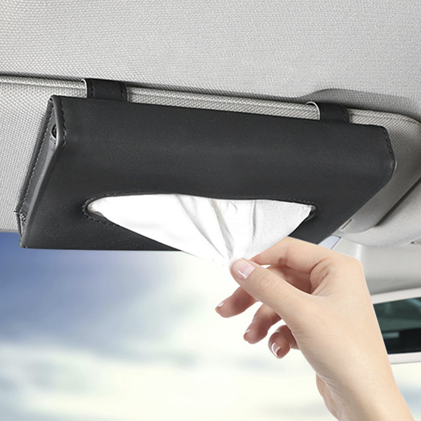 [Fashion Car Sunshade] Car Mounted Fashion Sunshade Paper Towel Box | Automobile Pull-out Carton