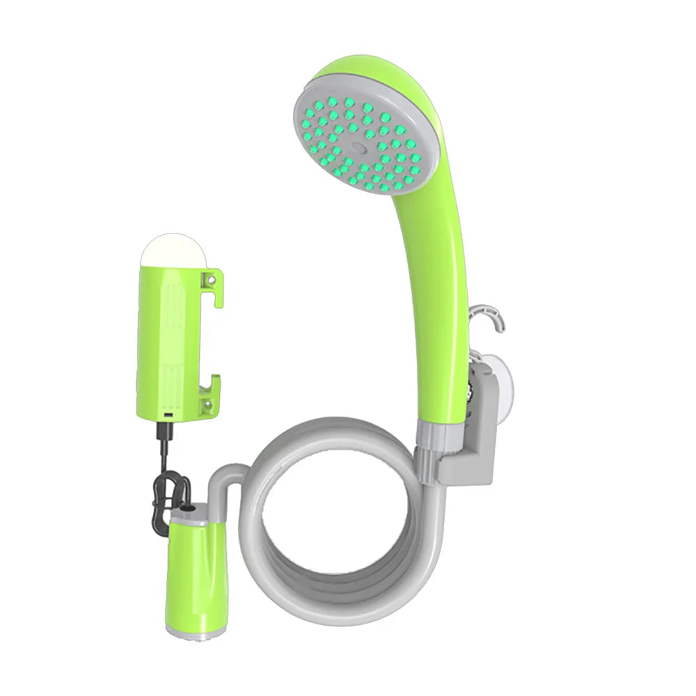 Camping Shower Pump，Outdoor Shower,  with LED lamp,IPX8 Waterproof ,Suitable for Camping,Hiking,Car trips
