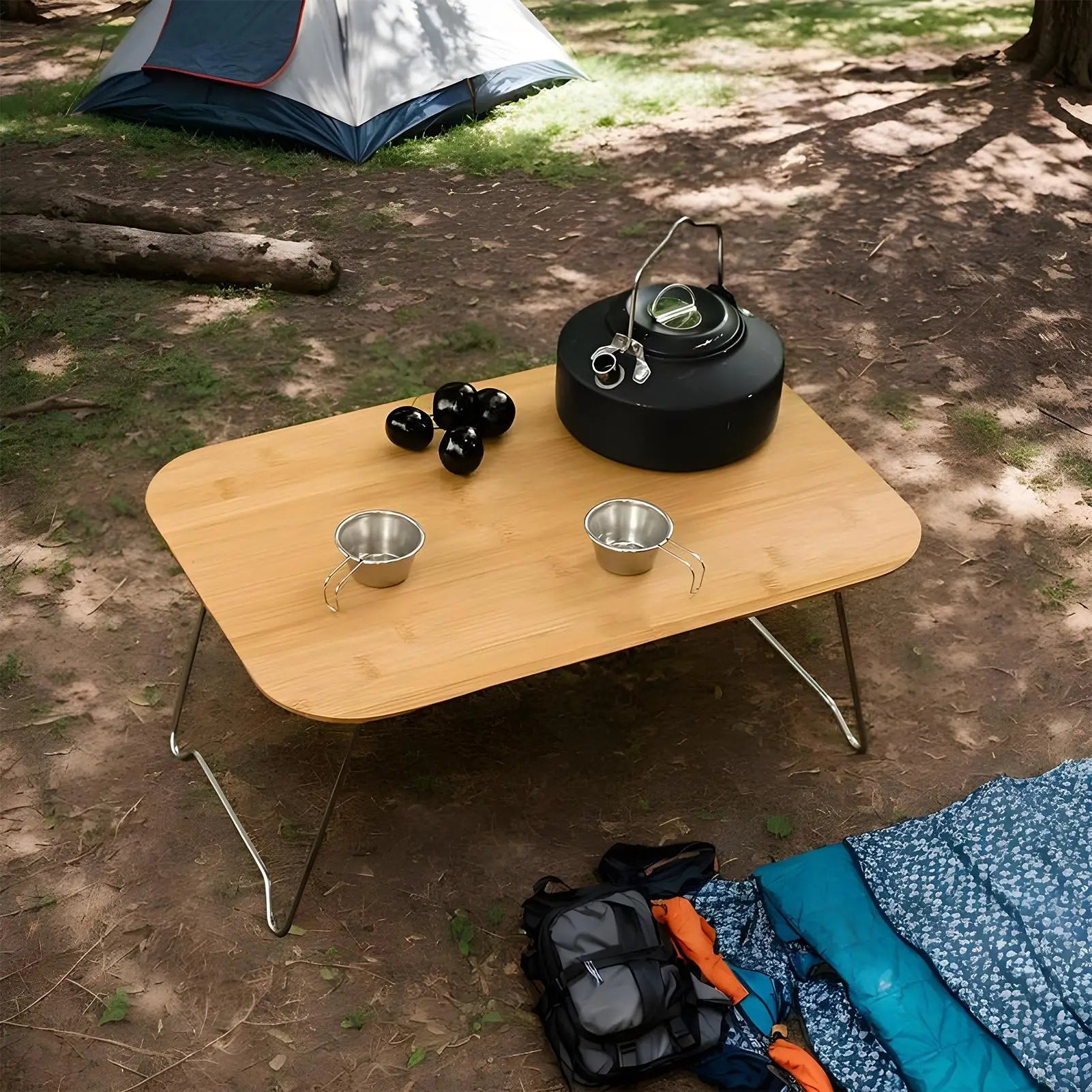 Folding picnic Table  camping picnic bamboo and wood table car mounted single table For Car Travel Outside Camping