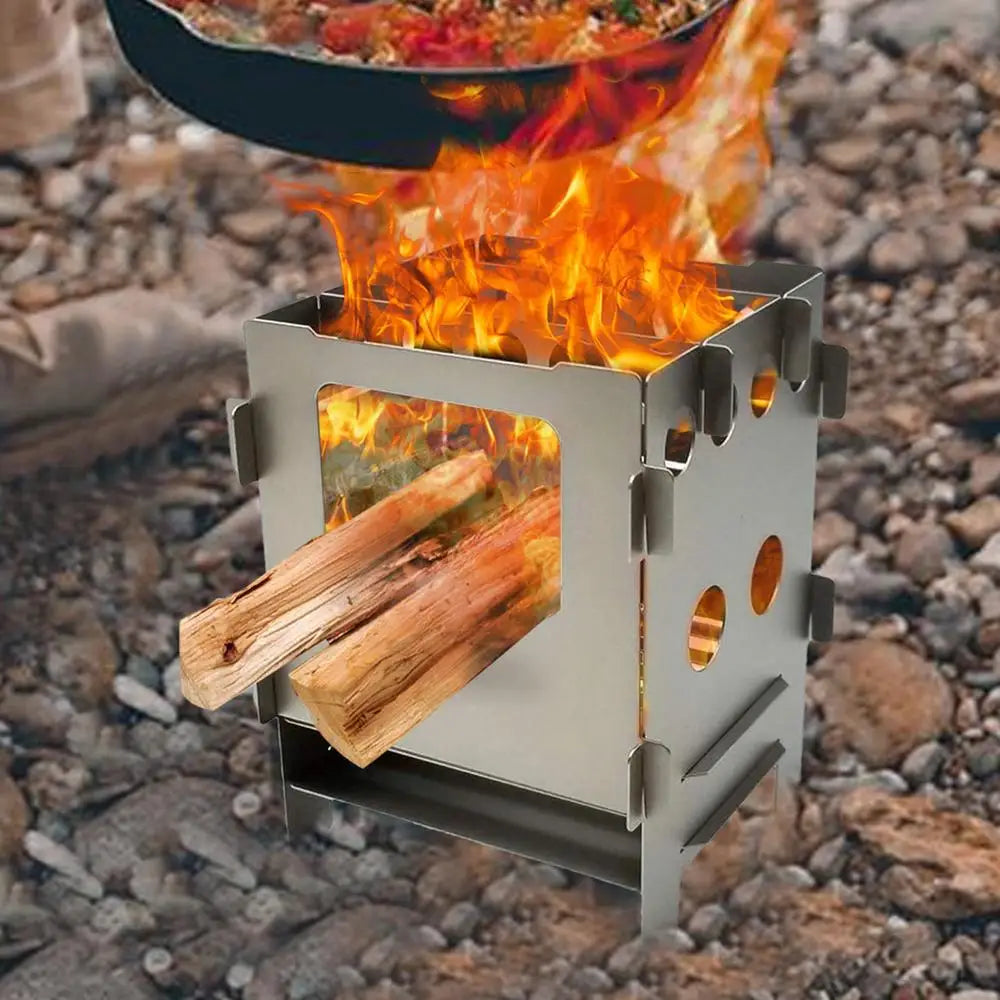 Camping Fire Pit Portable Campfire Grill And Stove Burner Compact Design Camping Stove Heat Resistant Outdoor Camping Grill Easy