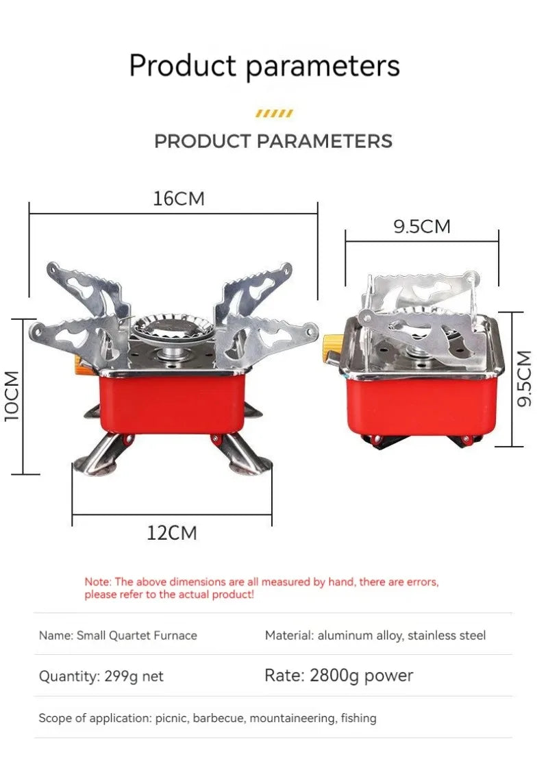 Ao ar livre mini quadrado portátil dobrável fogão a gás ultra-leve acampamento cassete fogão viagem caminhadas equipamentos