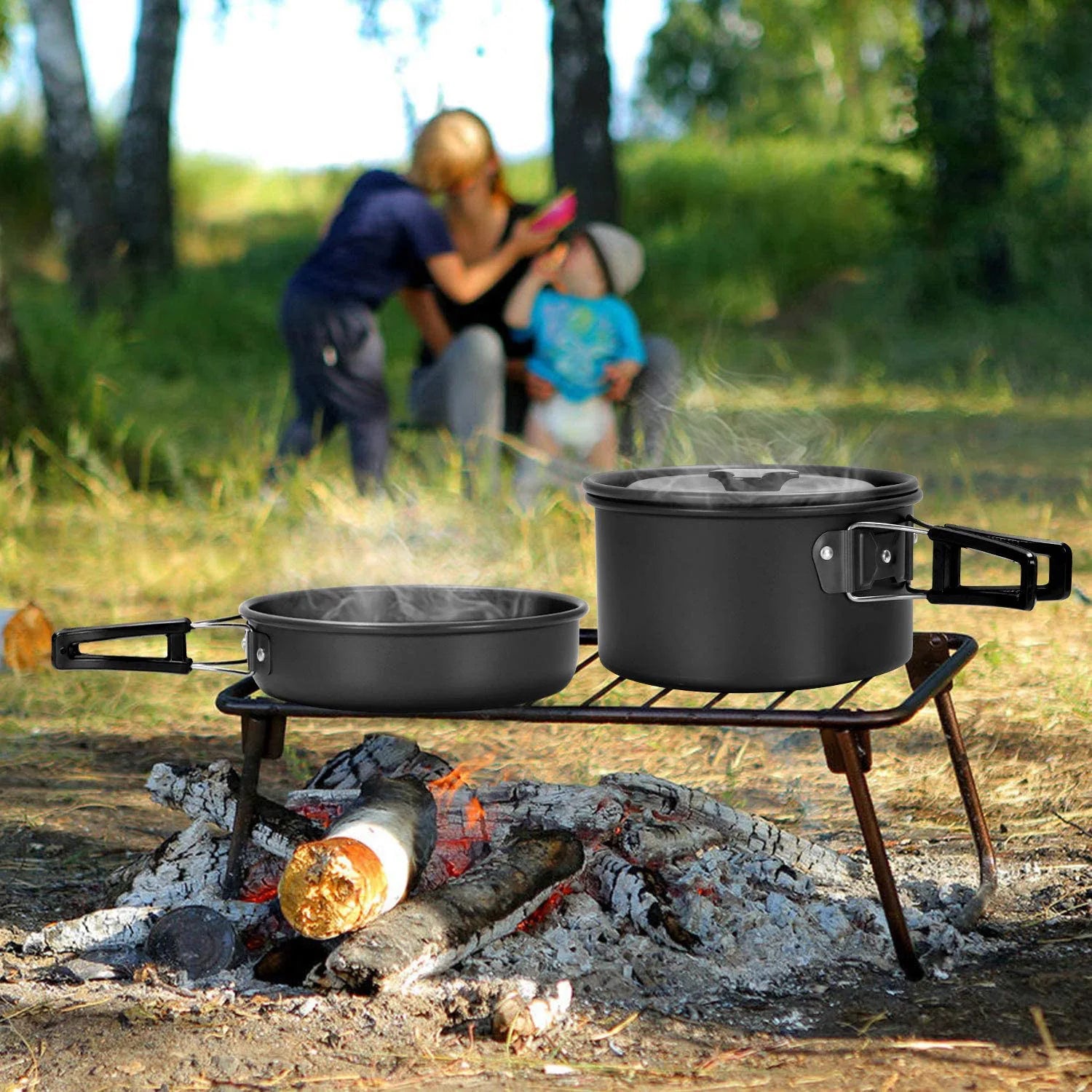 New Outdoor Cookware, Camping Pot and Teapot Set, Camping Pot and Kettle Set Camping Equipment Outdoor Accessories