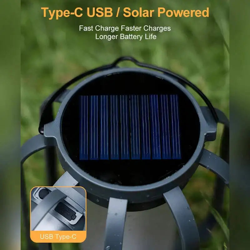 Solar Lantern Outdoor Light with 4 Modes - USB Recharge Backup, Powerbank Function, Collapsible & Lightweight for Camping ️