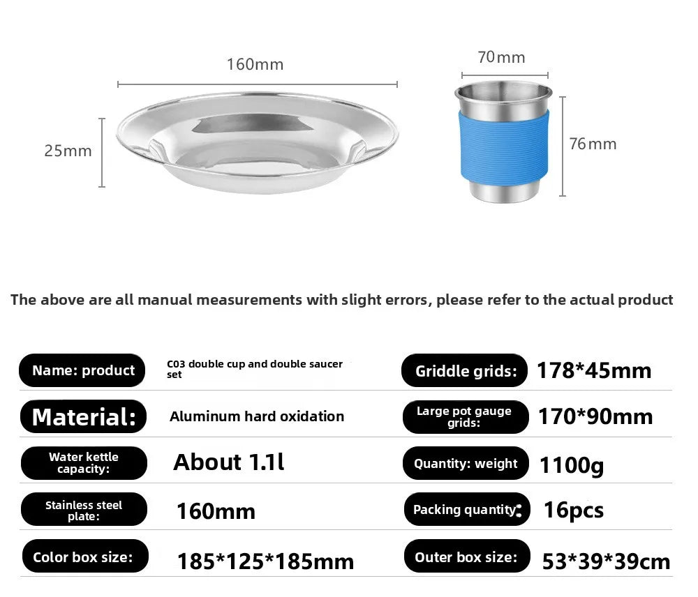 New Outdoor Cookware, Camping Pot and Teapot Set, Camping Pot and Kettle Set Camping Equipment Outdoor Accessories