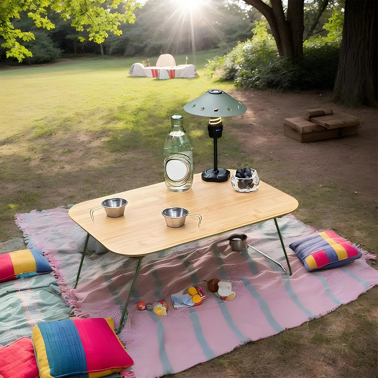 Folding picnic Table  camping picnic bamboo and wood table car mounted single table For Car Travel Outside Camping