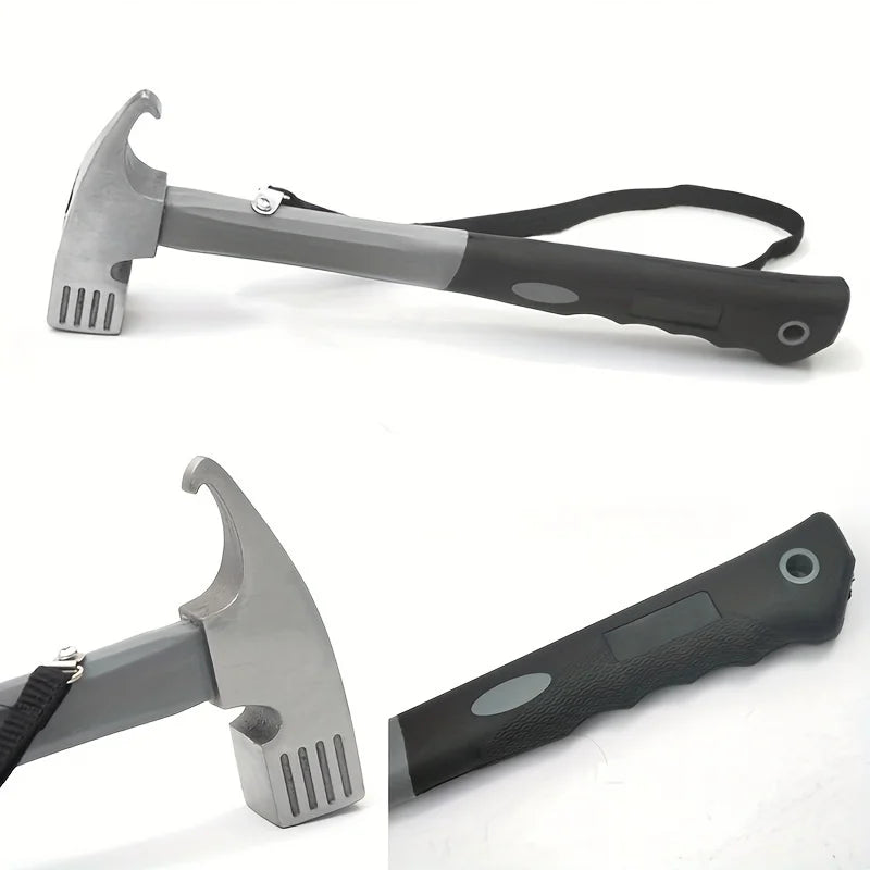 Camping Hammer: Heavy-Duty Multifunctional Steel Hammer with Tent Stake Remover & Holding Strap!Outdoor Camping