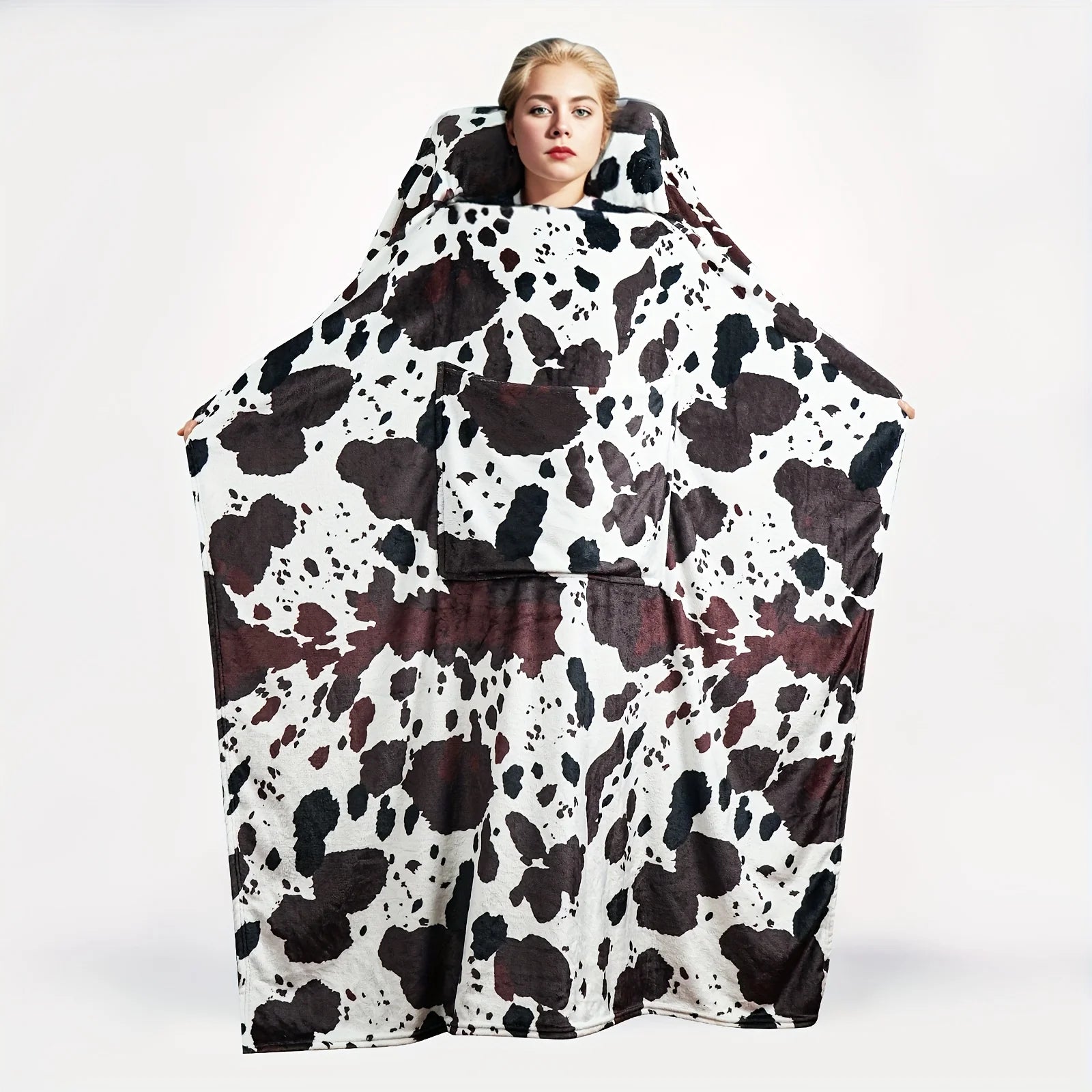 Comfortable blue flannel blanket with pillow – versatile, four-season soft cover blanket