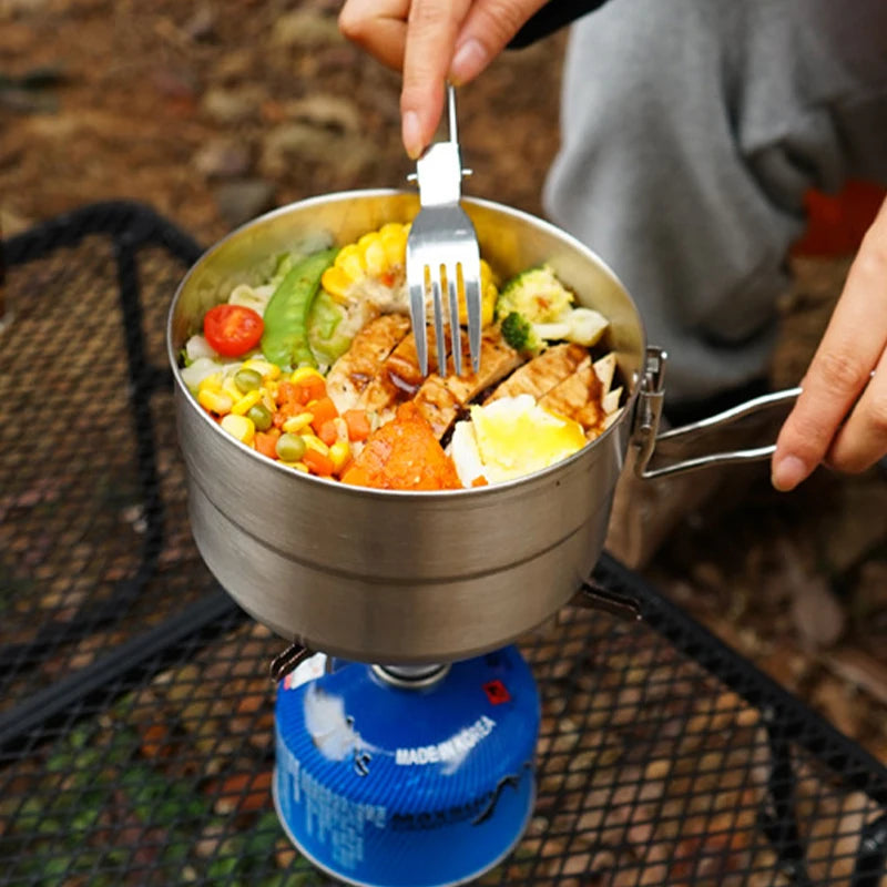 Camping Pot,  Portable Cooking Pot, Stainless Steel Camping   Pot, for Outdoor, Camping, Hiking, Picnic.