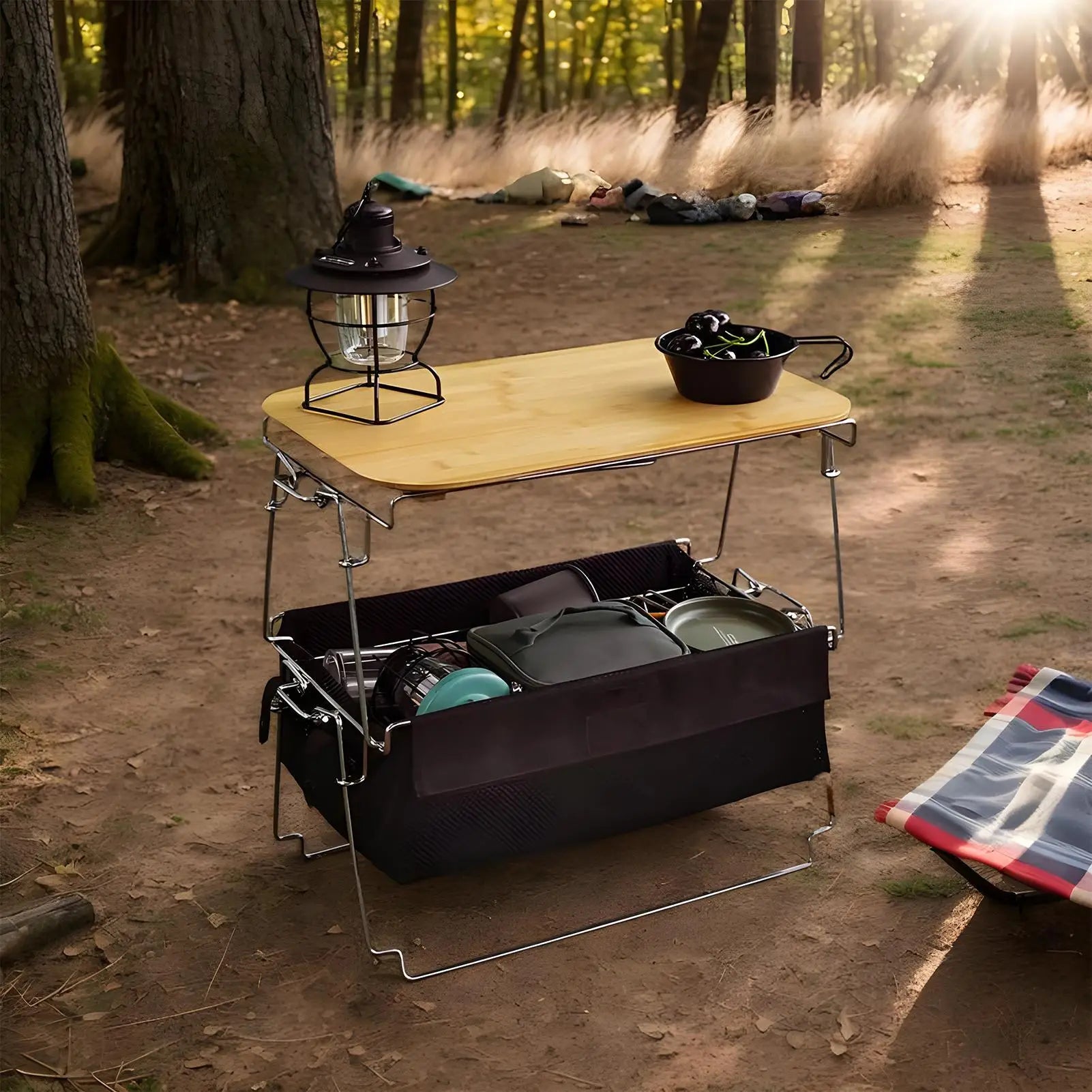 Folding picnic Table  camping picnic bamboo and wood table car mounted single table For Car Travel Outside Camping