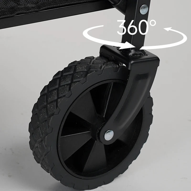 Camping Cart 360 °   Quiet, Omnidirectional Wheels, Foldable, Storage-Friendly, Portable, Suitable for Family Camping, High-Strength Carbon Steel, Shelf, New Model, Logo, Adjustable, Lever, Suitable for Various Scenes.