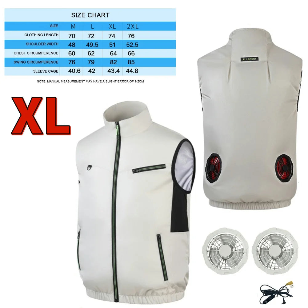 Cooling Vest Air Conditioner Clothes Heat Resistant Sleeveless Workwear Wearable Cooling Fan Vest for Summer Camping Fishing