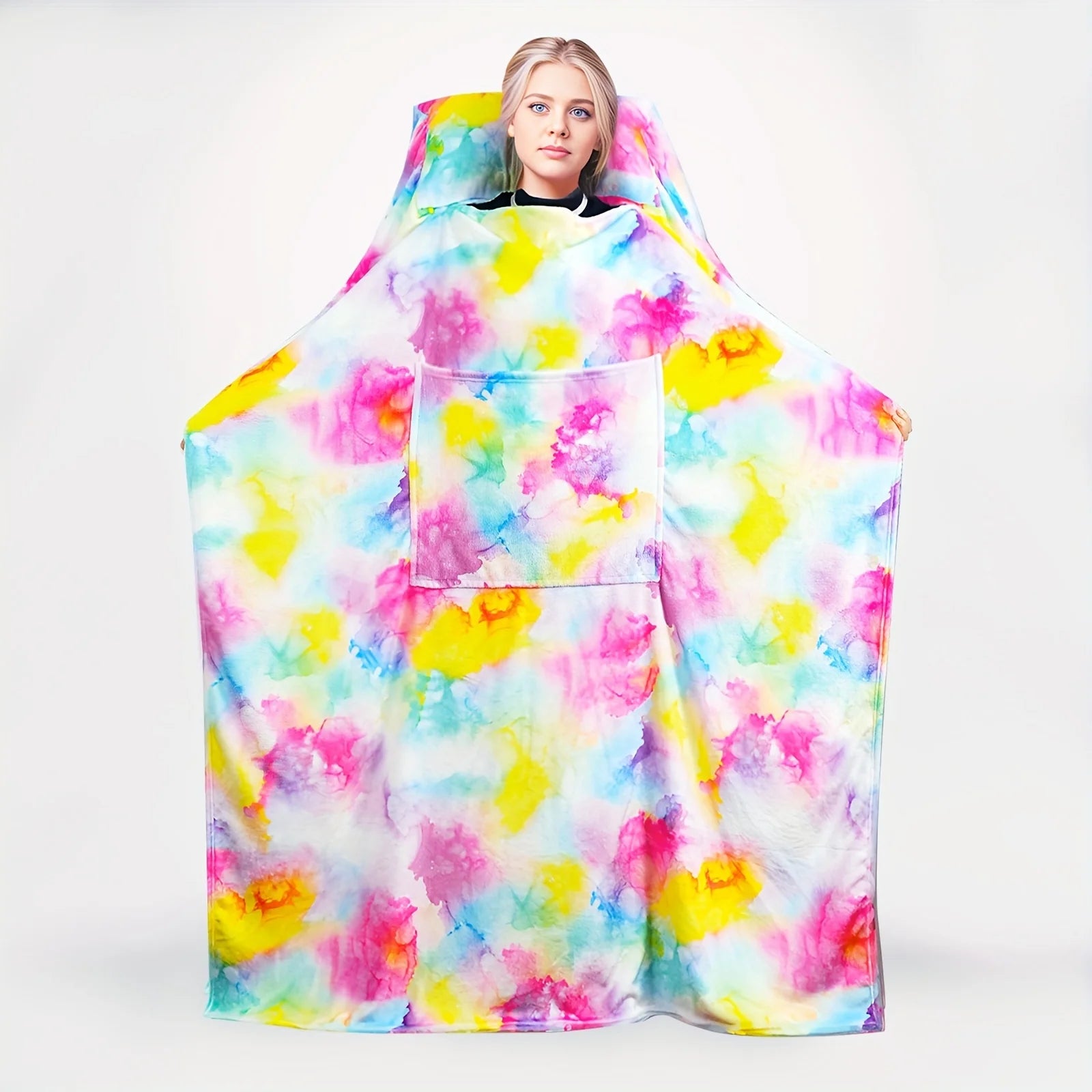 Comfortable blue flannel blanket with pillow – versatile, four-season soft cover blanket