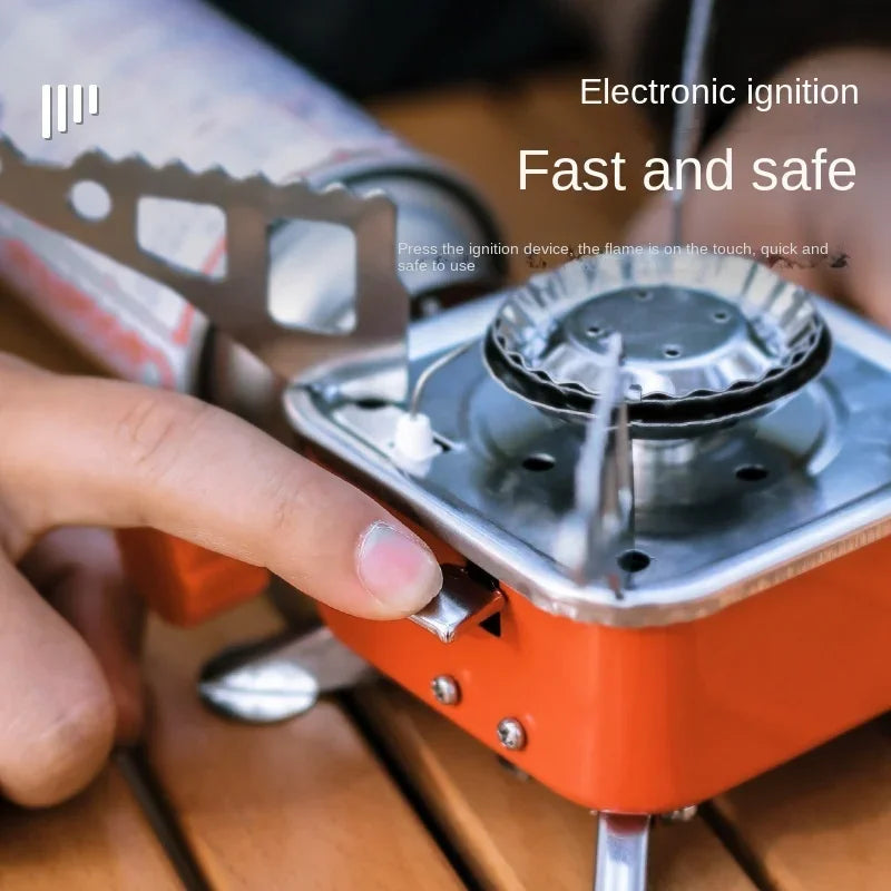 Ao ar livre mini quadrado portátil dobrável fogão a gás ultra-leve acampamento cassete fogão viagem caminhadas equipamentos