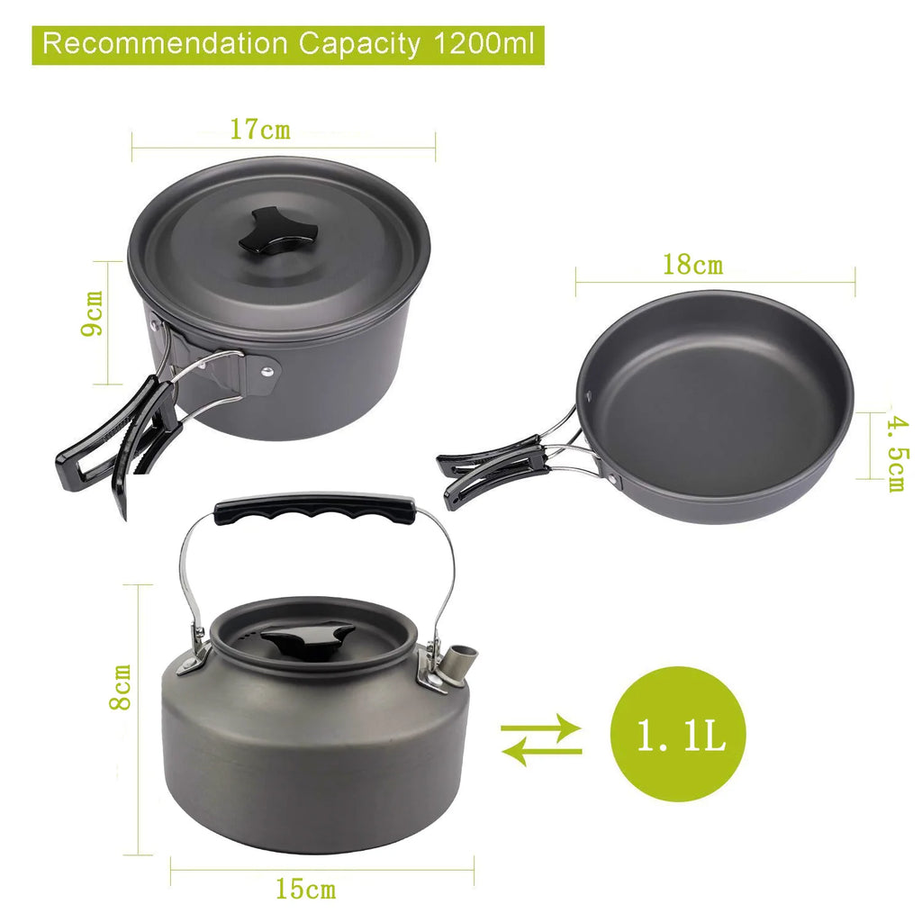 New Outdoor Cookware, Camping Pot and Teapot Set, Camping Pot and Kettle Set Camping Equipment Outdoor Accessories