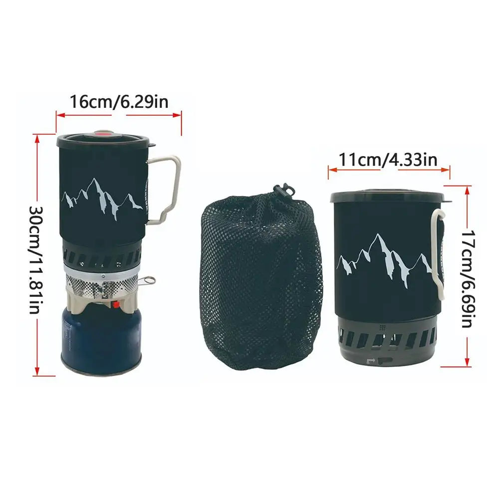 Camping Stove Outdoor Hiking Cooking System With Stove Heat Exchanger Pot Bowl Portable Gas Burner Hiking Stove Picnic Cookware