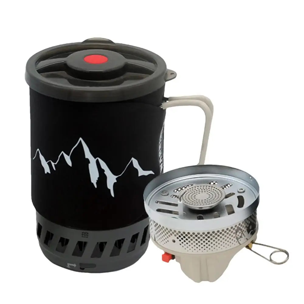 Camping Stove Outdoor Hiking Cooking System With Stove Heat Exchanger Pot Bowl Portable Gas Burner Hiking Stove Picnic Cookware