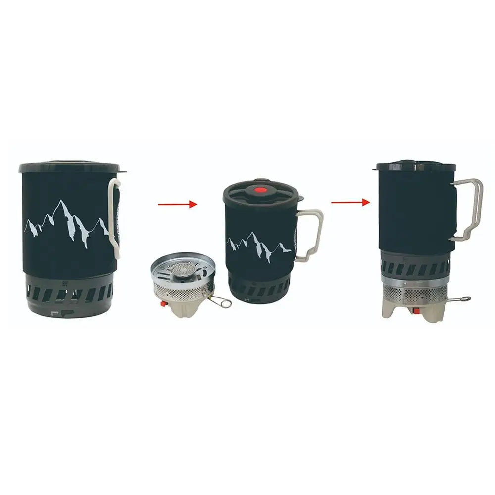 Camping Stove Outdoor Hiking Cooking System With Stove Heat Exchanger Pot Bowl Portable Gas Burner Hiking Stove Picnic Cookware