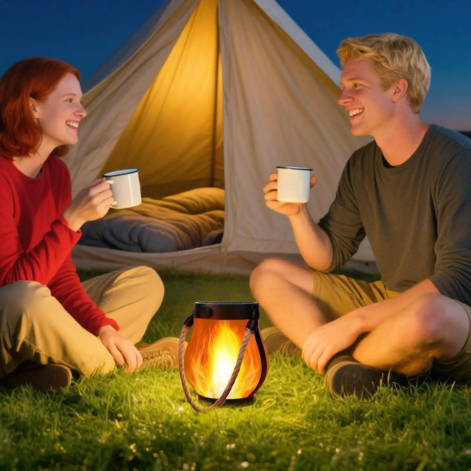 Dancing Flame Solar Lantern Lights Weatherproof Flickering Outdoor Lights for Yard, Garden, Pathway & Patio Decoration