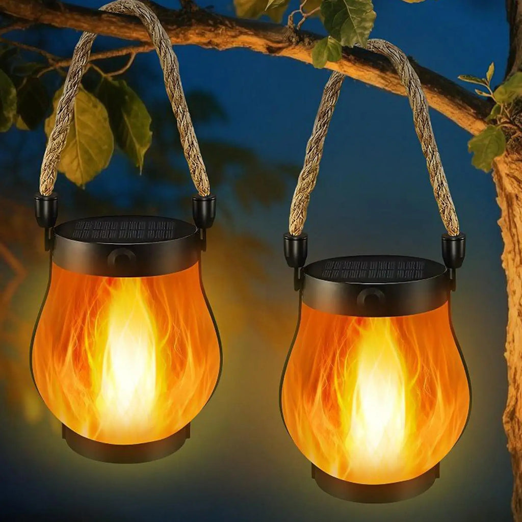 Dancing Flame Solar Lantern Lights Weatherproof Flickering Outdoor Lights for Yard, Garden, Pathway & Patio Decoration
