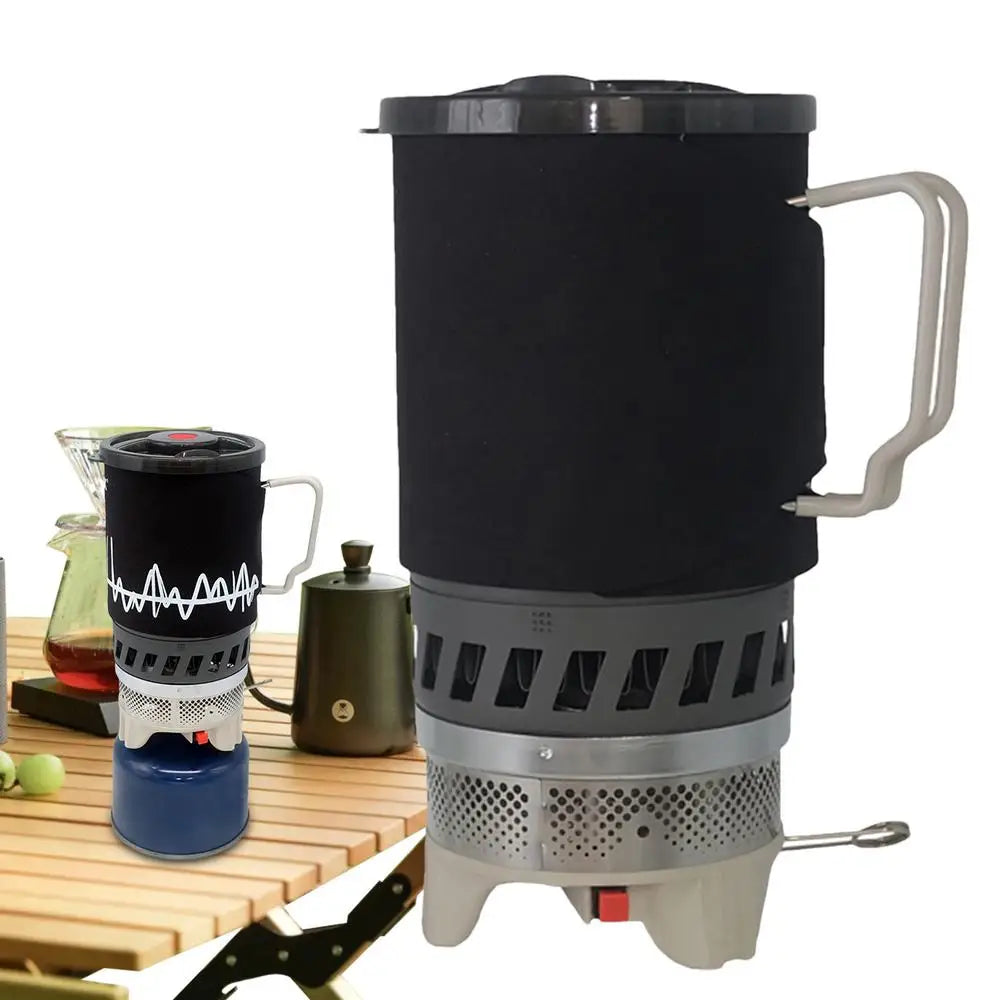 Camping Stove Outdoor Hiking Cooking System With Stove Heat Exchanger Pot Bowl Portable Gas Burner Hiking Stove Picnic Cookware