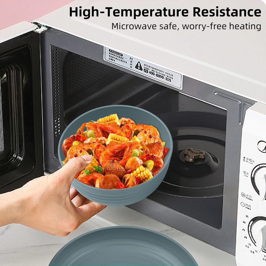 Camping Utensils Set for 2 Portable Wheat Straw Mess Kit with Bowl Plate Cup Fork Knife Spoon Outdoor Tableware and Picnicware