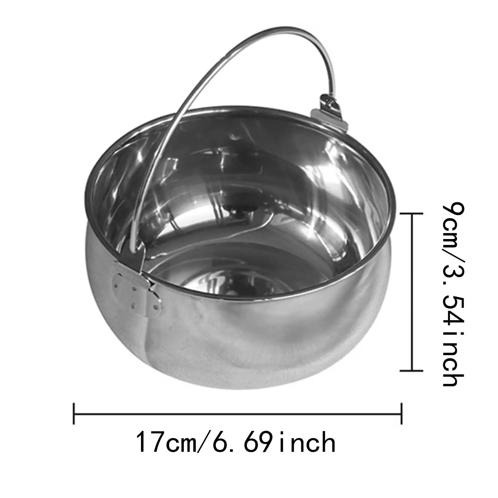 Camping Pot 1.5L Easy to Clean Stainless Steel Hanging Cooking Pot Stockpot for Beach Backpacking Fishing Travel Barbecue
