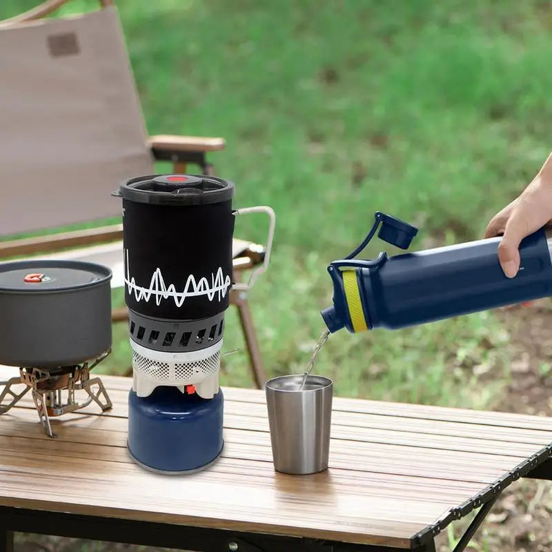 Camping Stove Outdoor Hiking Cooking System With Stove Heat Exchanger Pot Bowl Portable Gas Burner Hiking Stove Picnic Cookware