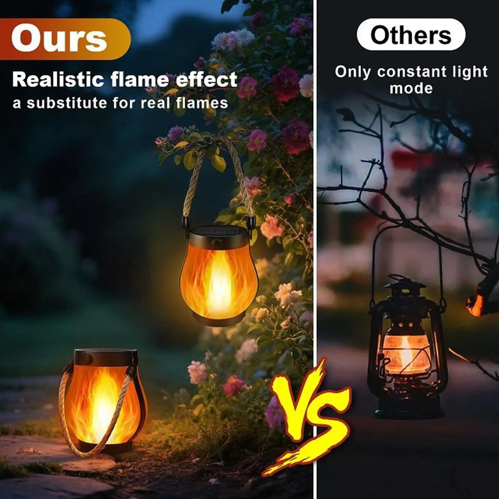 Dancing Flame Solar Lantern Lights Weatherproof Flickering Outdoor Lights for Yard, Garden, Pathway & Patio Decoration