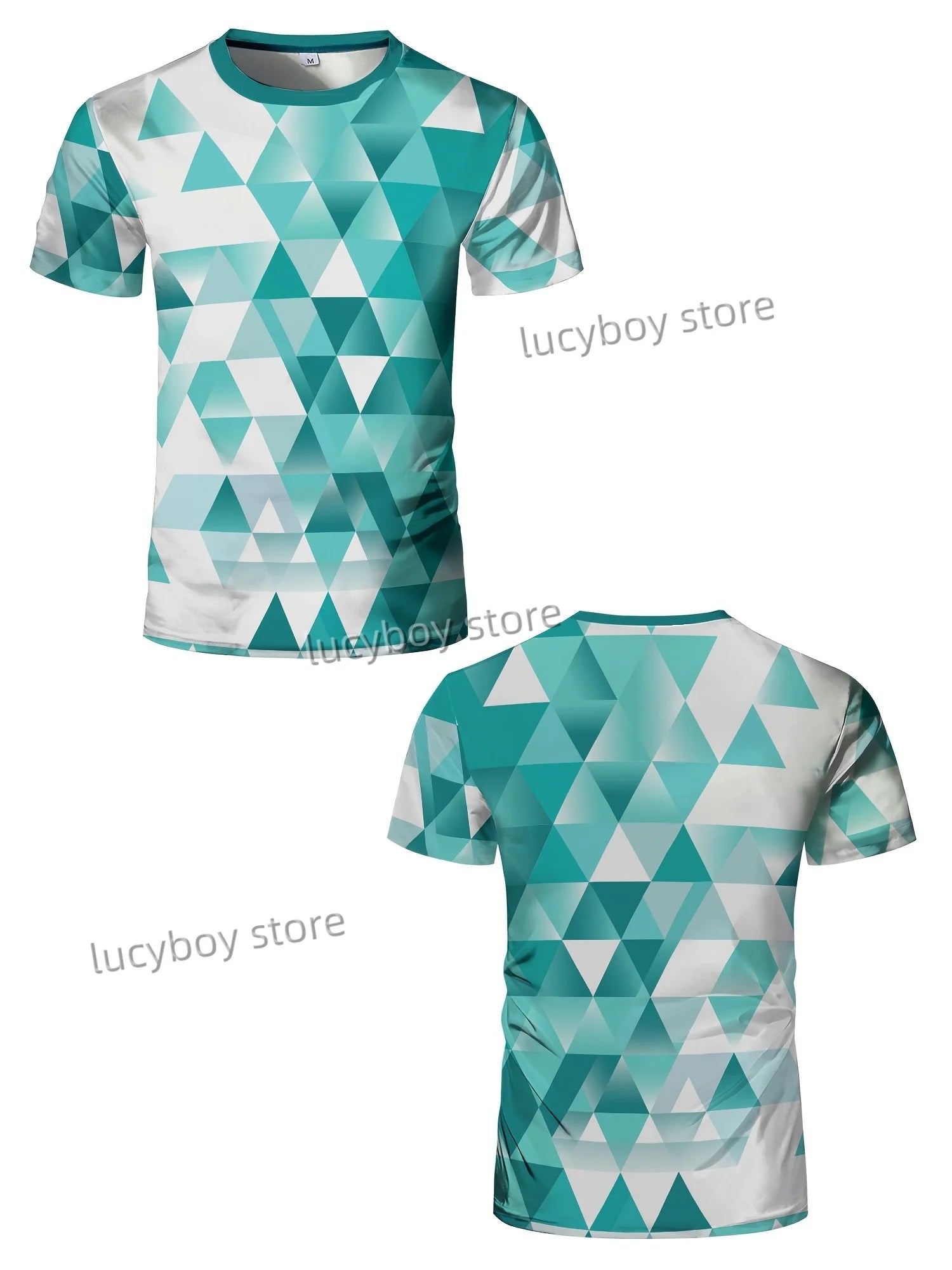 Men's Sports Gym T Shirt Muscle Training Tees Short Sleeve Tees Quick Drying Grid diamond print Men Oversized Tops Men Clothing