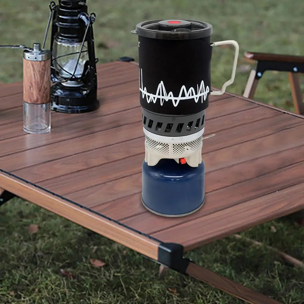 Camping Stove Outdoor Hiking Cooking System With Stove Heat Exchanger Pot Bowl Portable Gas Burner Hiking Stove Picnic Cookware